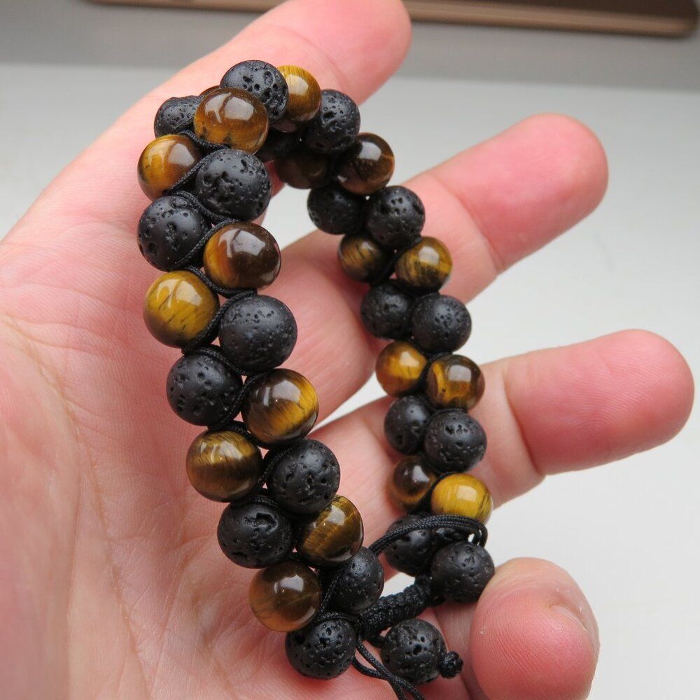 $200 Lava & Tiger eye Heavy duty Bead natural Healling Bracelet